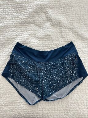 Oiselle Roga Shorts Starry Night Navy Size 4 back zip pocket